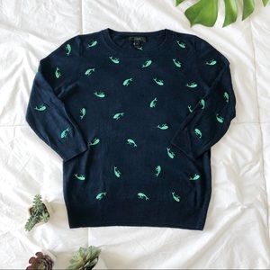 J Crew Tippy Navy Whale Embroidered Sweater